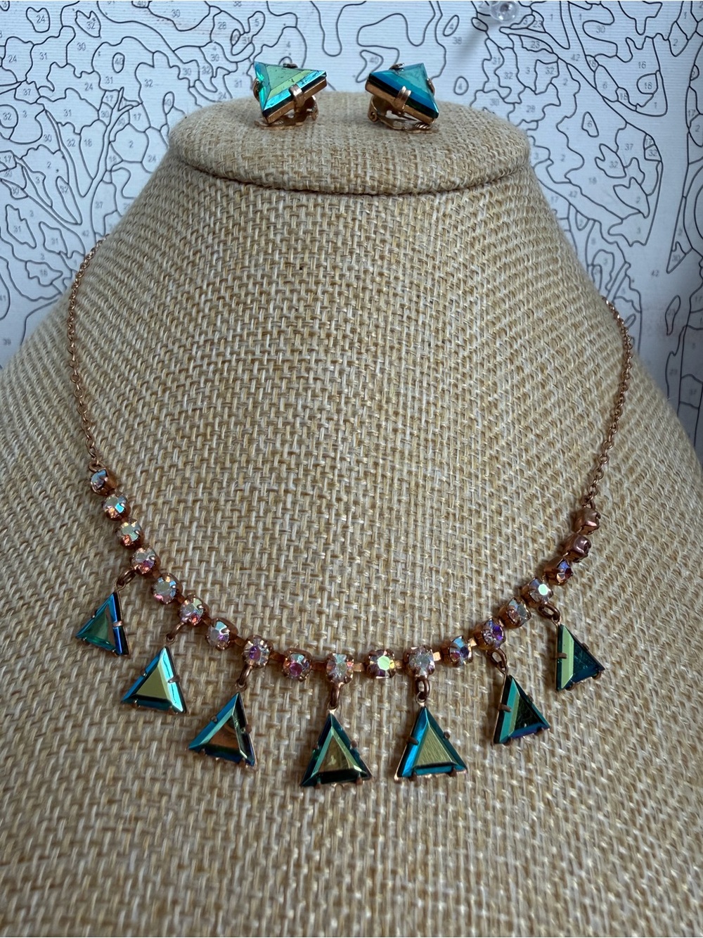 Czech Art Deco Necklace and Earrings Set